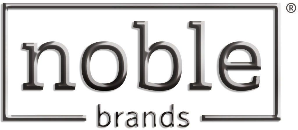 The metallic-styled Noble Brands® logo.